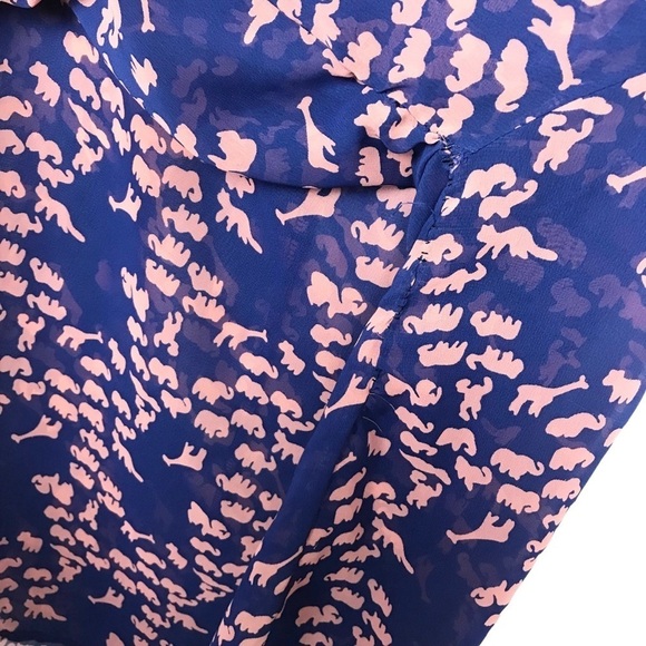 Peaches N Cream Blue Animal Print Blouse Approx Medium - Picture 10 of 11